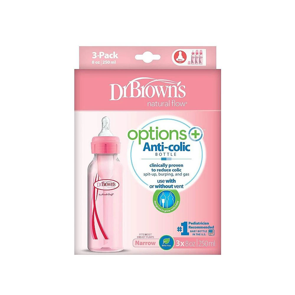 商品Dr. Browns|Natural Flow Anti-Colic Baby Bottles, Pink, 8oz,价格¥205,第3张图片详细描述