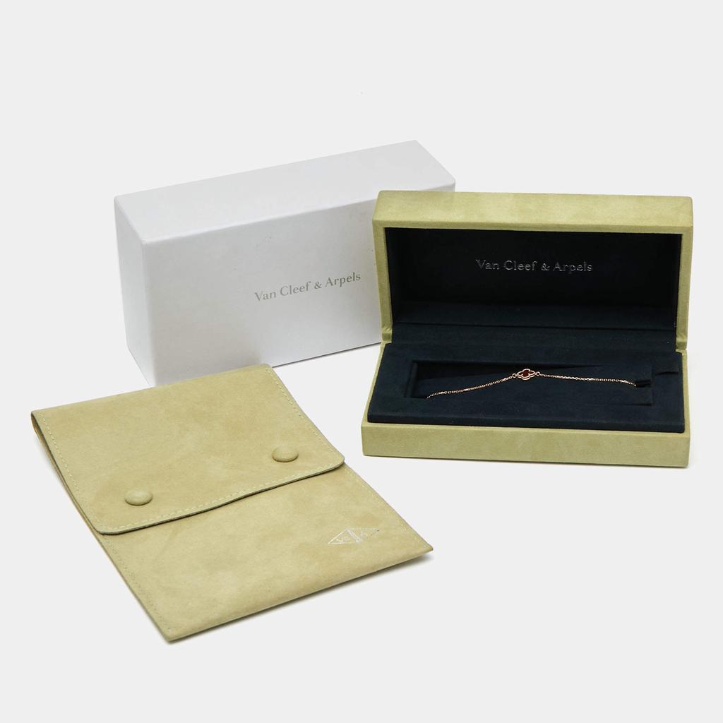 Van Cleef & Arpels Sweet Alhambra Carnelian 18k Rose Gold Bracelet商品第6张图片规格展示