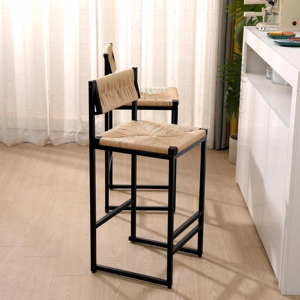 商品Streamdale Furniture|Streamdale 2 Honey Bar Stools & Dining Chairs Set,价格¥1497,第2张图片详细描述