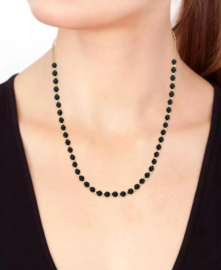 商品Effy|EFFY® Onyx & Polished Bead Collar Necklace in 14k Gold, 18" +1" extender,价格¥9642,第2张图片详细描述