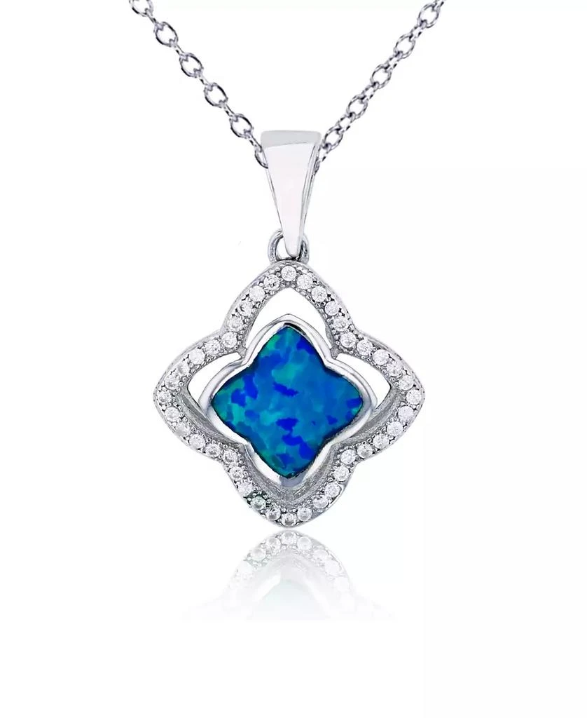 商品Macy's|Opal Inlay and Cubic Zirconia Clover Necklace in Sterling Silver,价格¥159,第1张图片