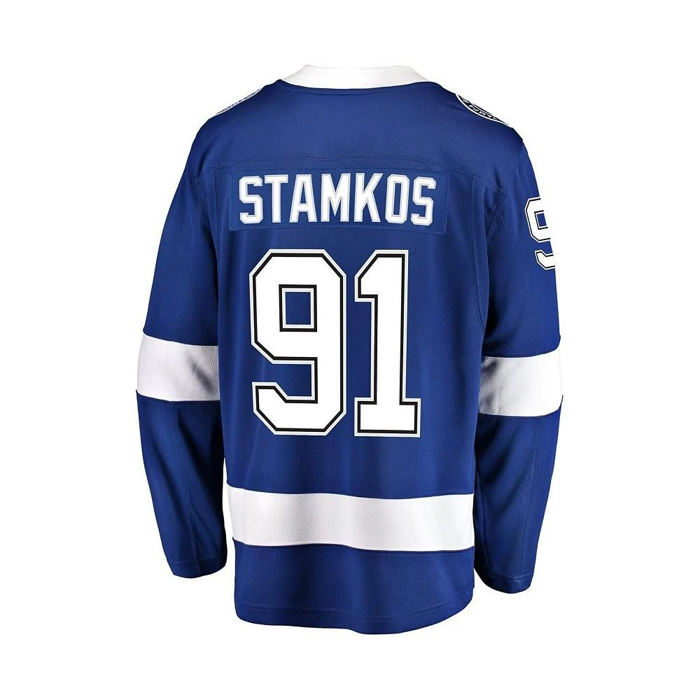 商品Fanatics|Men's Steven Stamkos Blue Tampa Bay Lightning Breakaway Player Jersey,价格¥985,第3张图片详细描述