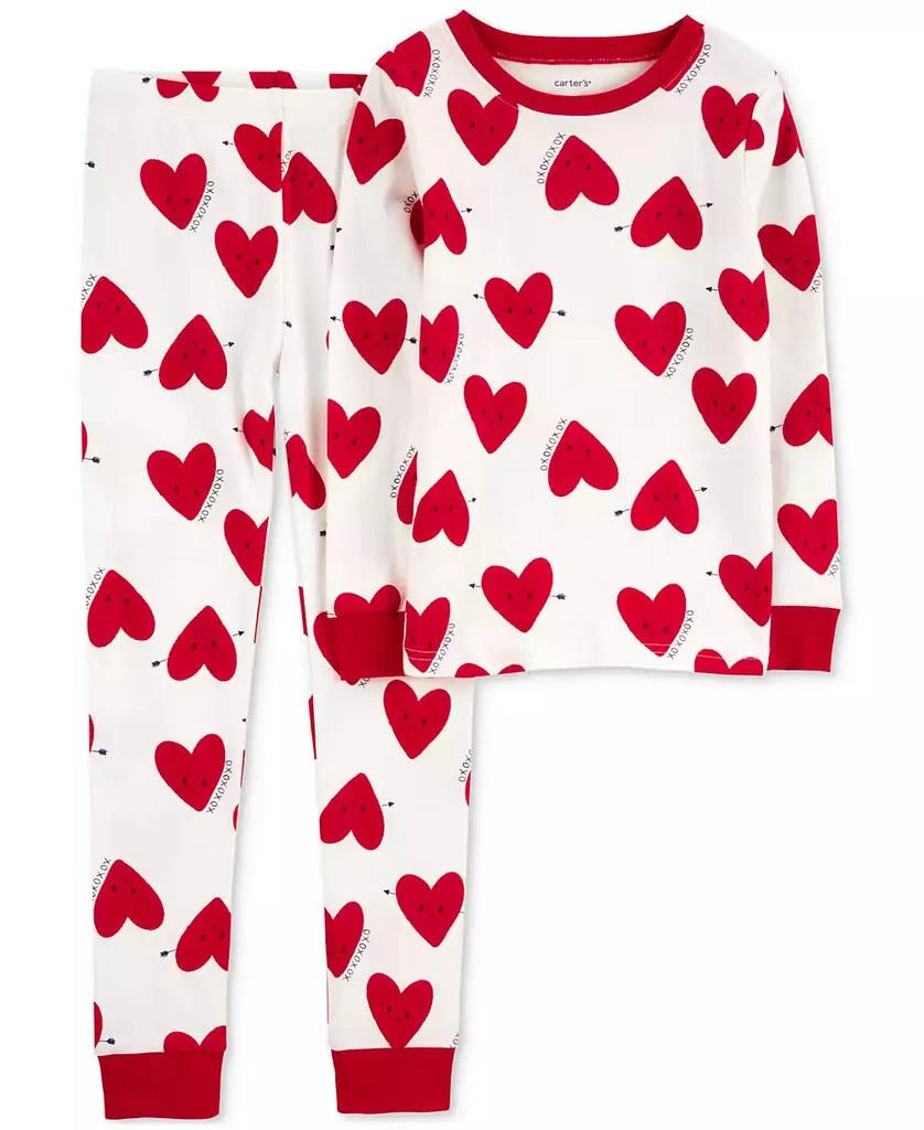 商品Carter's|Toddler Girls Heart-Print 100% Snug-Fit Cotton Pajamas, 2 Piece Set,价格¥49,第1张图片