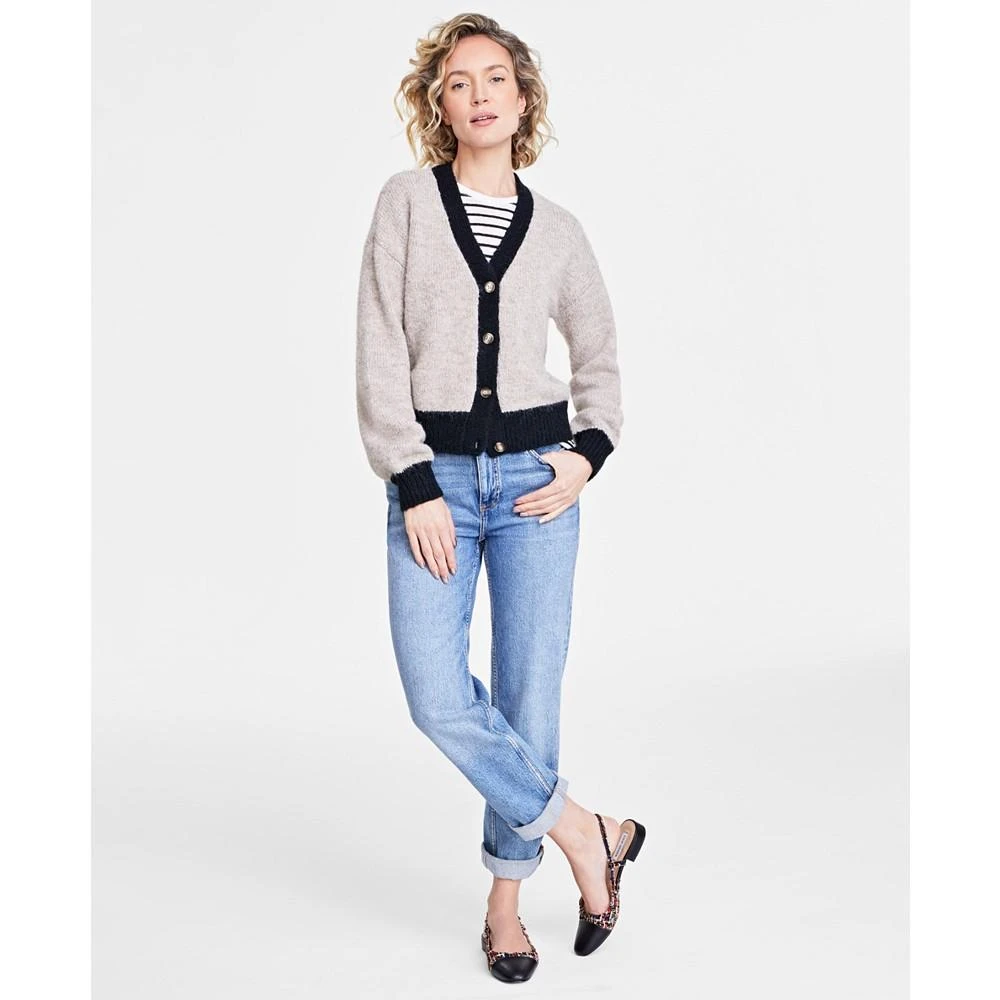 商品On 34th|Women's V-Neck Contrast-Edge Long-Sleeve Cardigan, Created for Macy's,价格¥178,第1张图片详细描述