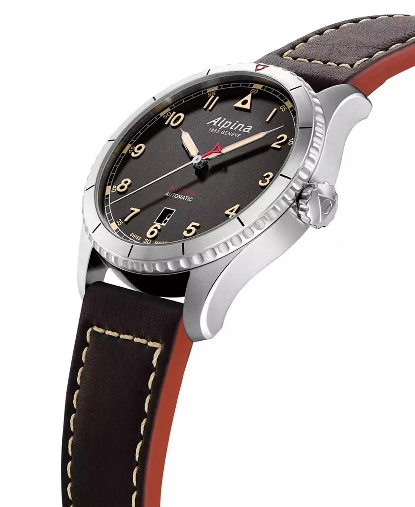 商品Alpina|Men's Swiss Automatic Startimer Black Leather Strap Watch 41mm,价格¥8940,第2张图片详细描述