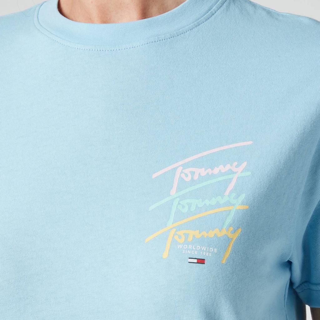商品Tommy Hilfiger|Tommy Jeans Women's TJW Tommy Repeat Script T-Shirt - Light Powdery Blue,价格¥170,第5张图片详细描述