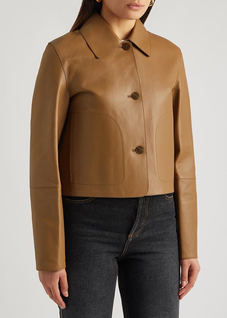 商品Loewe|Brown cropped leather jacket,价格¥17509,第4张图片详细描述