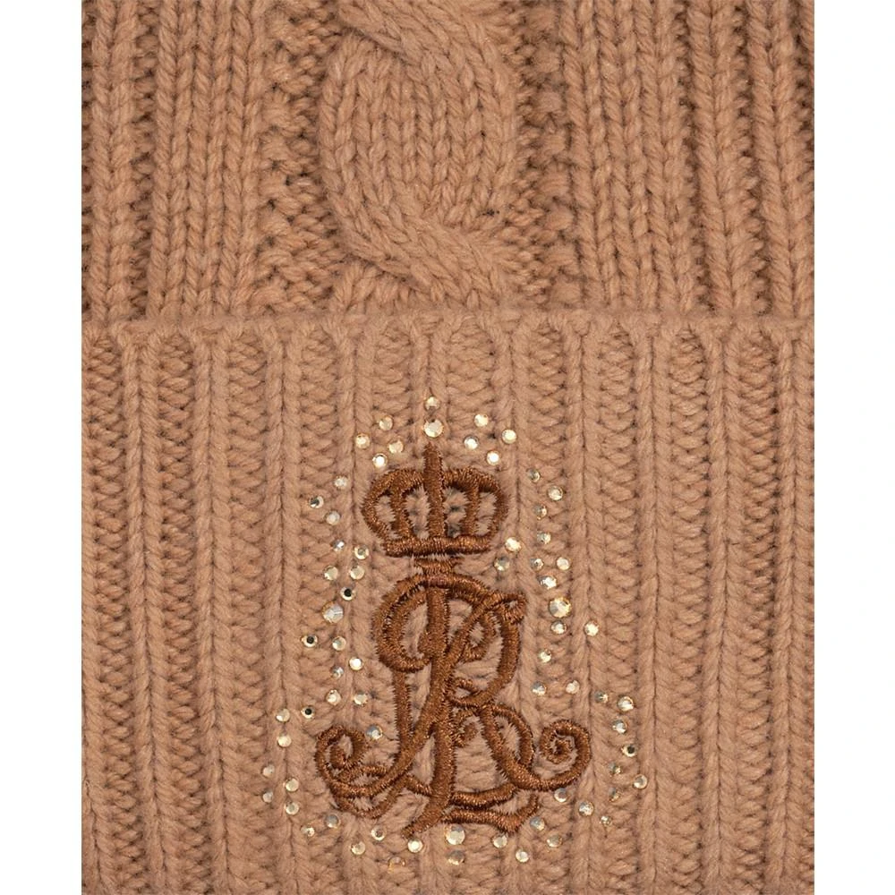 商品Ralph Lauren|Women's Logo and Rhinestone Cable Beanie,价格¥365,第2张图片详细描述