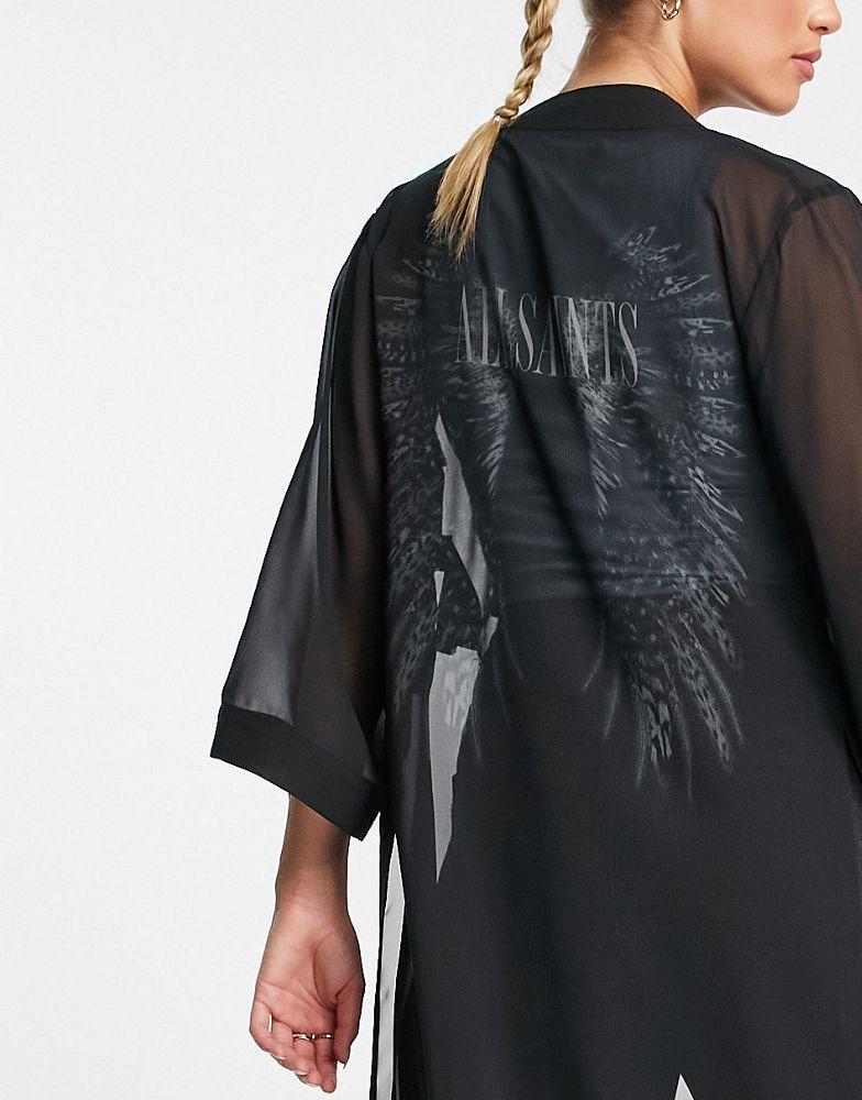 AllSaints x ASOS exclusive back wing kimono in black商品第3张图片规格展示