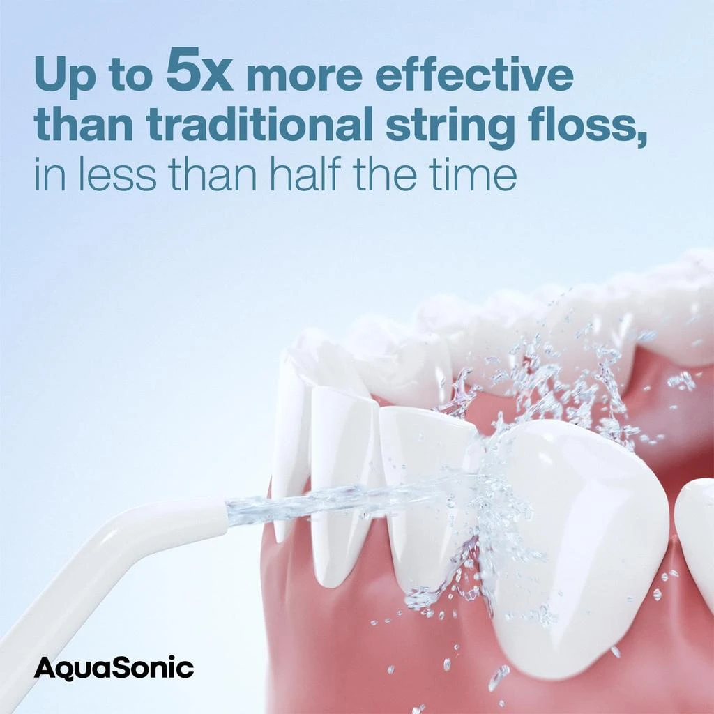 商品AquaSonic|AquaSonic Water Flosser - Cordless Rechargeable Water Flossers for Teeth Cleaning - Waterproof Aqua Flosser, Portable Oral Irrigator for Dental Cleaning with 5 Jet Tips – Braces Home Travel,价格¥255,第4张图片详细描述