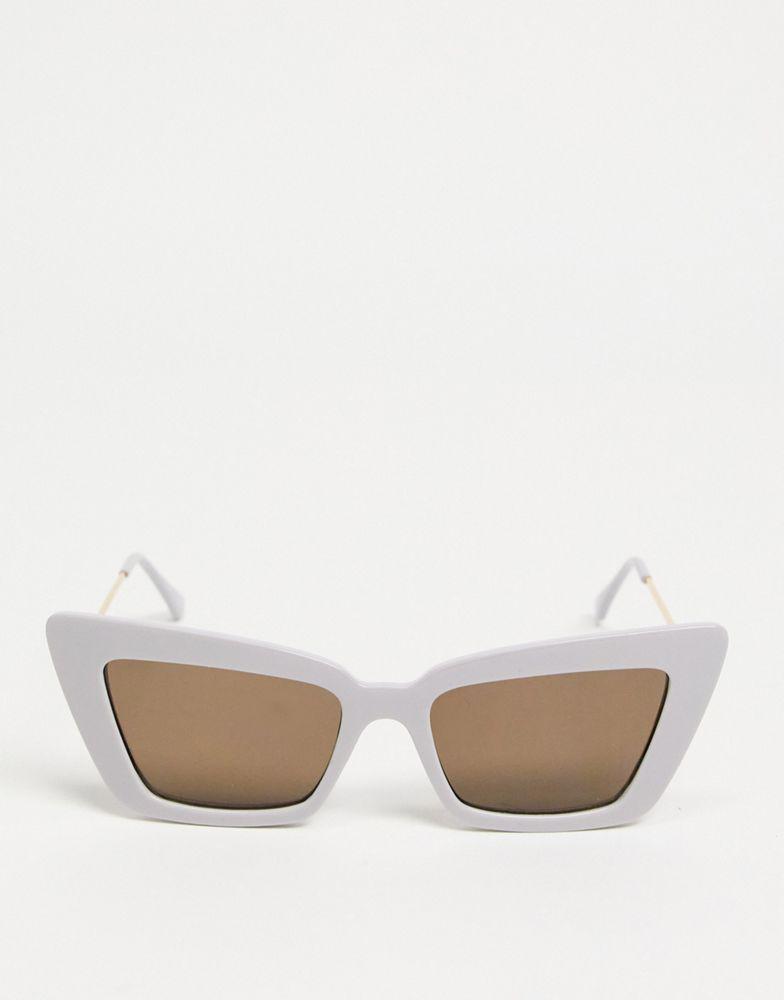 ASOS DESIGN cat eye sunglasses with tubular temple in grey商品第2张图片规格展示