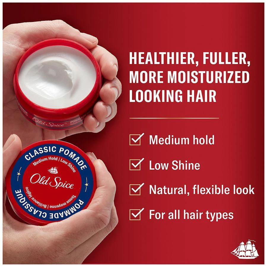 商品Old Spice|Classic Pomade for Men, Medium Hold with Low Shine Coconut & Tropical Wood,价格¥85,第2张图片详细描述
