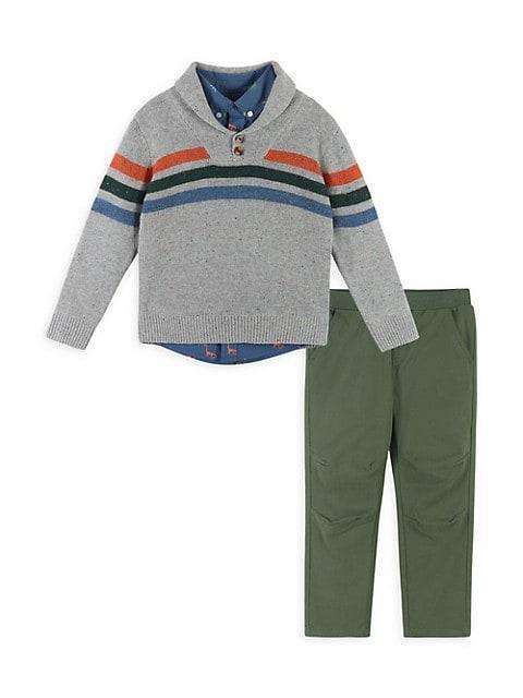 商品Andy & Evan|Baby's, Little Boy's & Boy's Three-Piece Sweater, Shirt & Pants Set,价格¥380,第1张图片