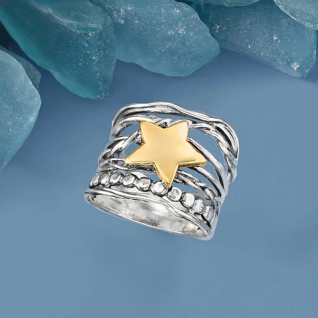 商品Ross-Simons|Sterling Silver and 14kt Yellow Gold Star Ring,价格¥1037,第5张图片详细描述