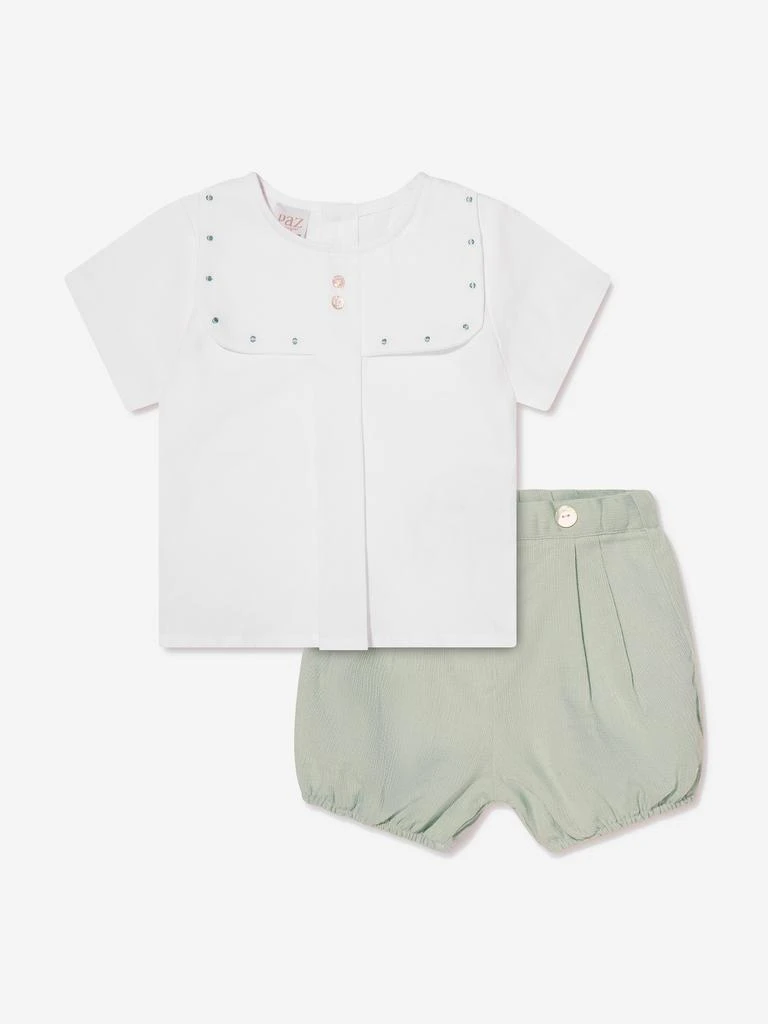 商品Paz Rodriguez|Paz Rodriguez Baby Boys Blouse And Shorts in Green,价格¥399,第1张图片