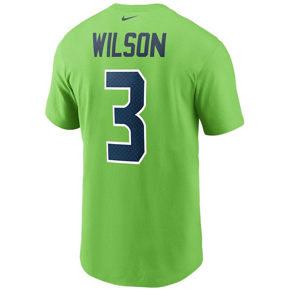 Men's Russell Wilson Neon Green Seattle Seahawks Name and Number T-shirt商品第3张图片规格展示
