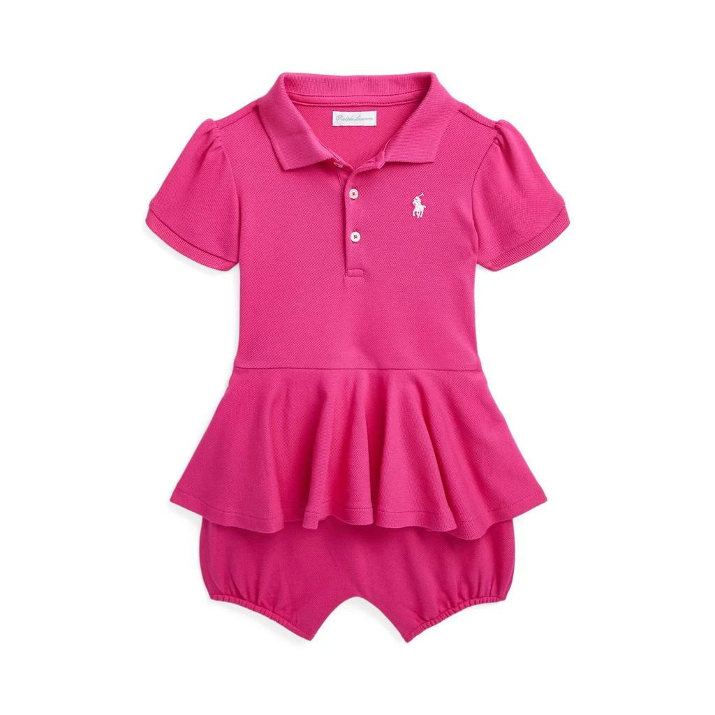 商品Ralph Lauren|Stretch Mesh Peplum Polo Shortall (Infant),价格¥294,第1张图片