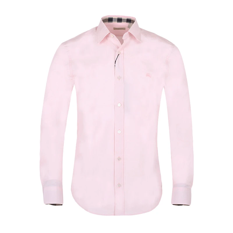 商品Burberry|Burberry 博柏利 男士浅粉色棉质长袖衬衫 3991156,价格¥1095,第1张图片