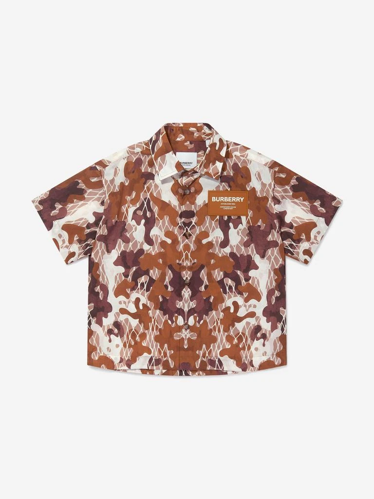 商品Burberry|Burberry Brown Boys Anish Camouflage Short Sleeve Shirt,价格¥1786,第1张图片