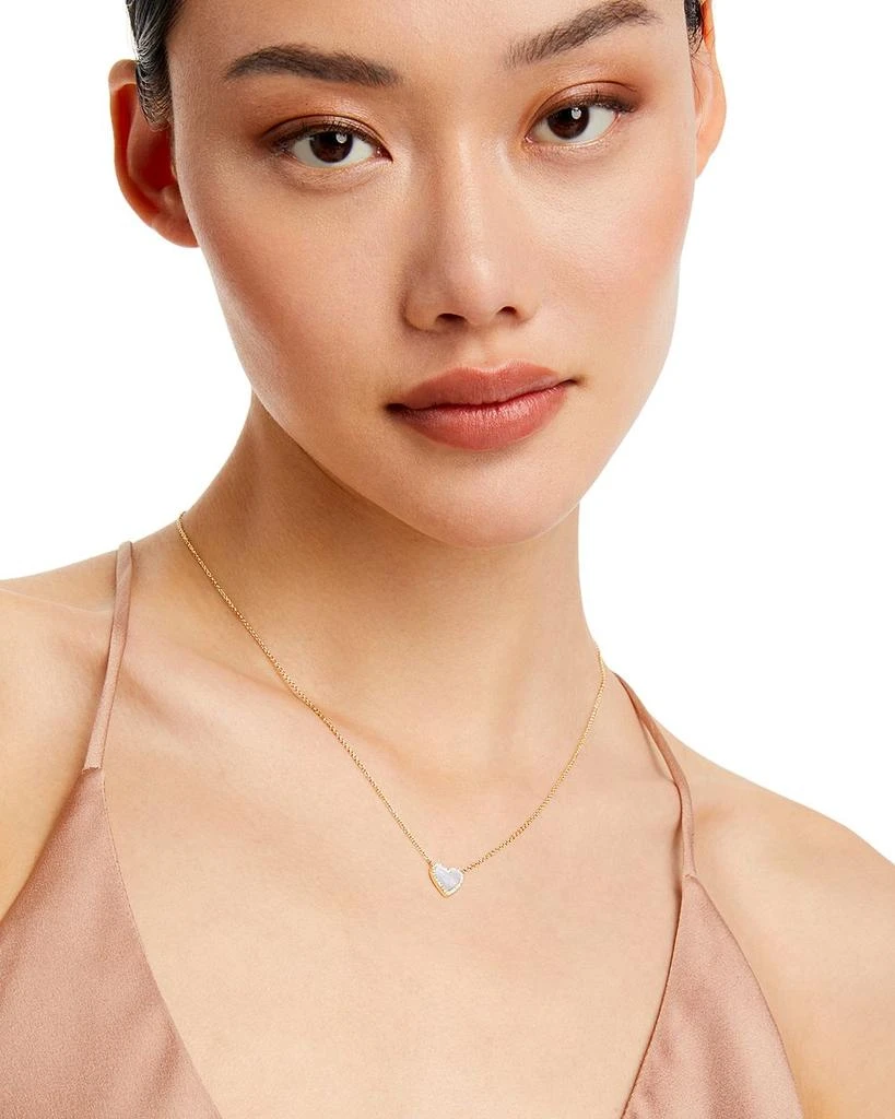 14K Yellow Gold Kate Mother of Pearl & Diamond Heart Pendant Necklace, 18" 商品