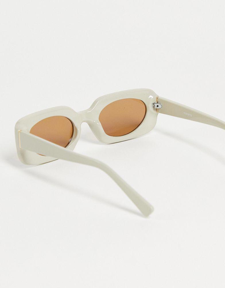 ASOS DESIGN mid square sunglasses with tonal lens in beige商品第2张图片规格展示