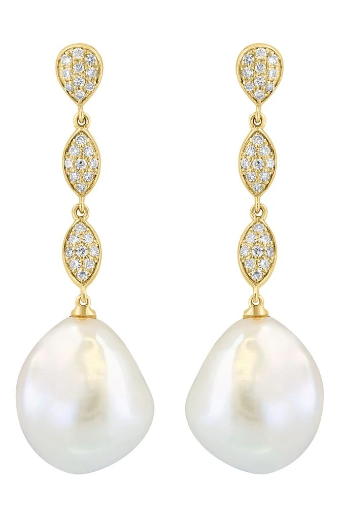 商品Effy|14K Gold Diamond & Freshwater Pearl Drop Earrings - 0.27ct.,价格¥4894,第2张图片详细描述