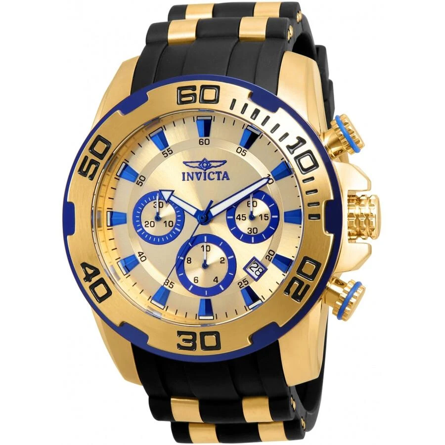 商品Invicta|Pro Diver Chronograph Quartz Gold Dial Men's Watch 22308,价格¥659,第1张图片