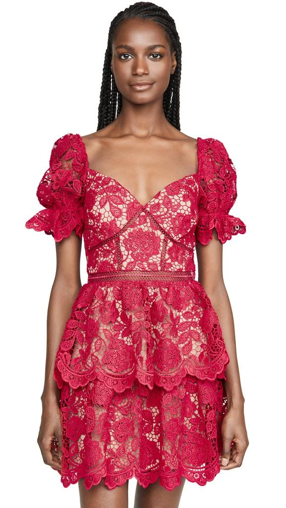 商品Self Portrait|Self Portrait Flower Lace Mini Dress,价格¥1524,第1张图片