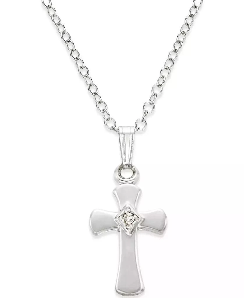 商品Macy's|Children's Diamond Accent Cross Pendant Necklace in Sterling Silver,价格¥389,第1张图片