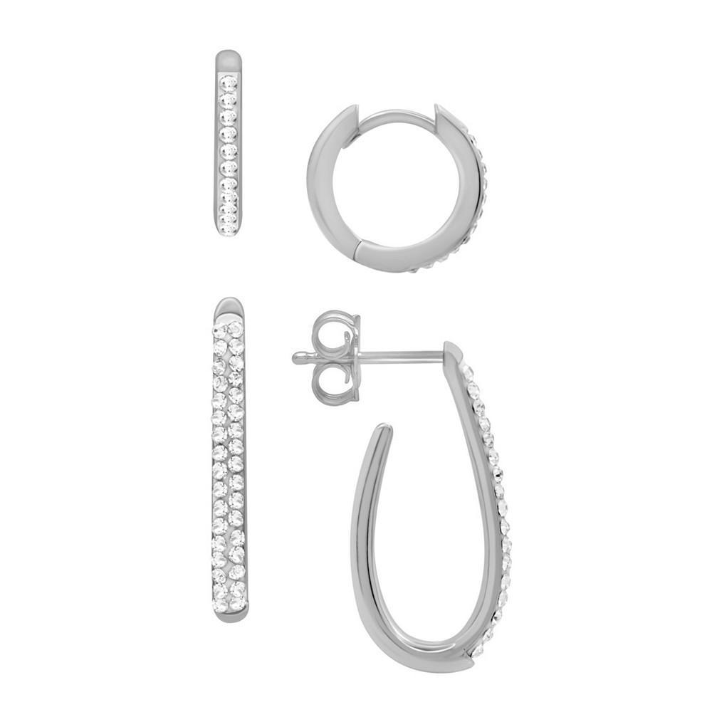 商品Essentials|Silver Plated, Gold Plated or Rose Gold Plated 2pc Hoop and Post Hoop Earrings Set,价格¥110,第1张图片