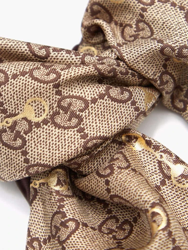 商品Gucci|GG Supreme-jacquard horsebit-print silk scarf,价格¥4395,第4张图片详细描述
