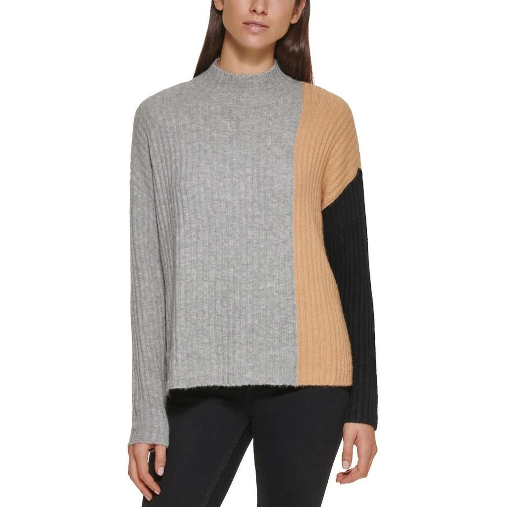 商品Calvin Klein|Calvin Klein Womens Ribbed Heathered Mock Turtleneck Sweater,价格¥128,第1张图片