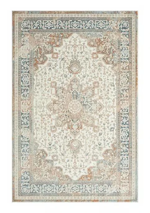 商品belk|Home Abani Aria Ari120a Contemporary Cream And Navy Medallion Area Rug,价格¥914,第1张图片