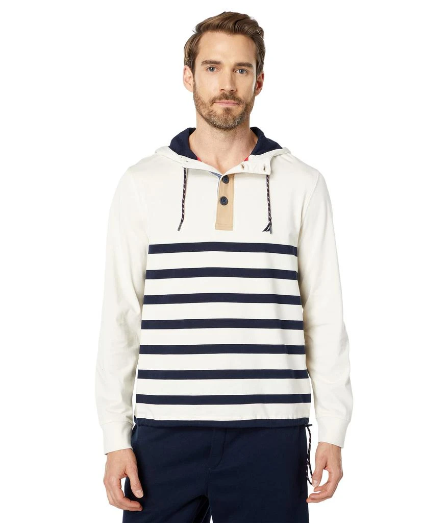 商品Nautica|Striped 1/4 Button Hoodie,价格¥349,第1张图片