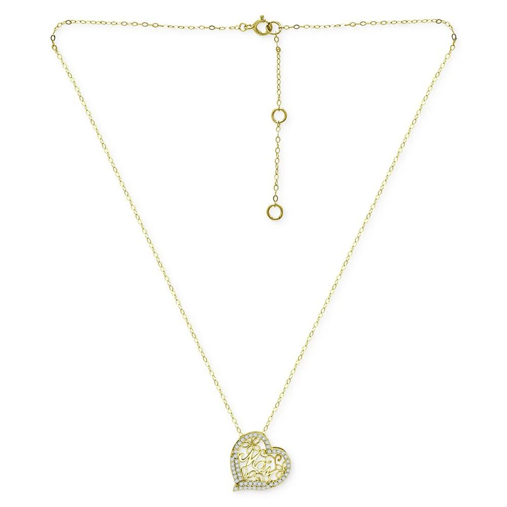 商品Giani Bernini|Cubic Zirconia Mom Heart Pendant Necklace in 18k Gold-Plated Sterling Silver, 16" + 2" extender, Created for Macy's,价格¥298,第3张图片详细描述
