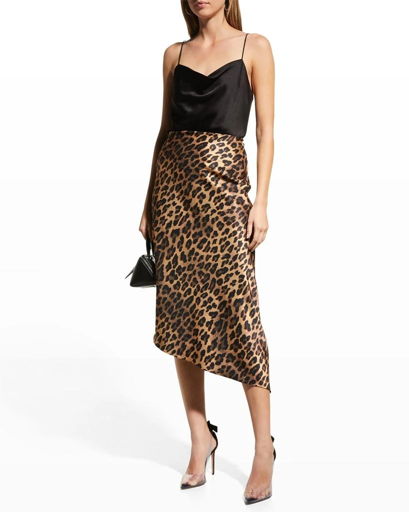 商品Alice + Olivia|Maeve Cheetah Asymmetric Slip Skirt,价格¥821,第1张图片