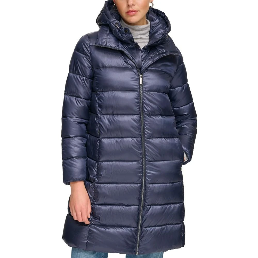 商品Calvin Klein|Women's Shine Bibbed Hooded Packable Puffer Coat, Created for Macy's,价格¥878,第1张图片