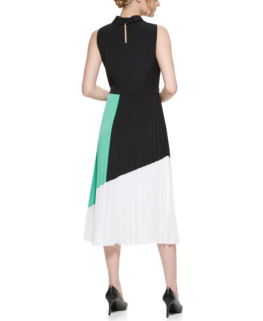 商品Karl Lagerfeld Paris|Silky Color Block Mock Neck Midi Dress,价格¥342,第3张图片详细描述