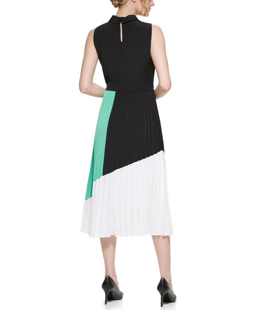 商品Karl Lagerfeld Paris|Silky Color Block Mock Neck Midi Dress,价格¥426,第5张图片详细描述