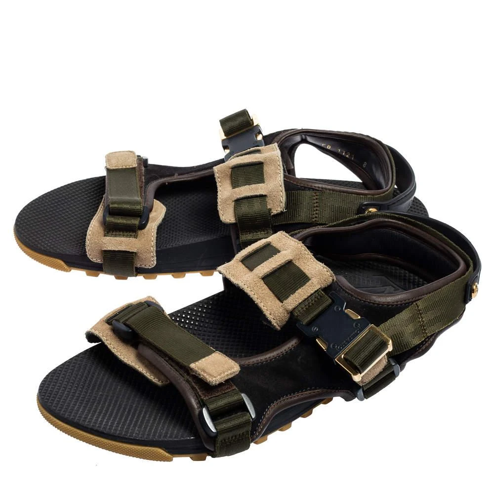 商品[二手商品] Louis Vuitton|Louis Vuitton Green/Black Suede and Fabric Velcro Sandals Size 42,价格¥2829,第4张图片详细描述