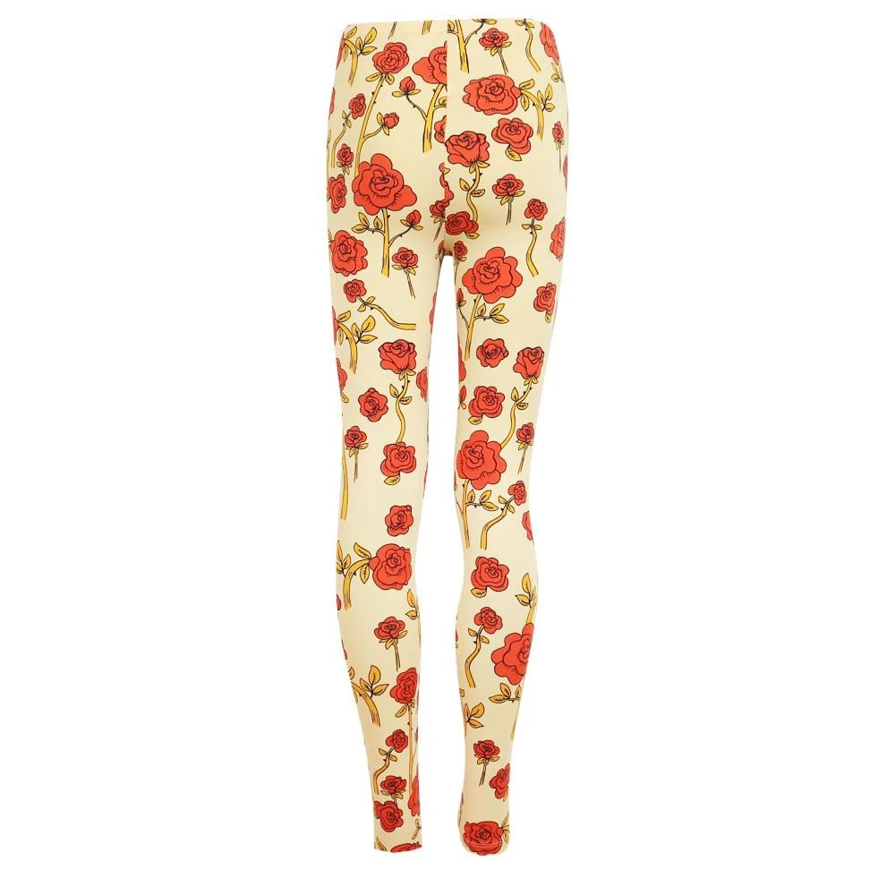 商品Mini Rodini|Beige Roses Leggings,价格¥87,第3张图片详细描述