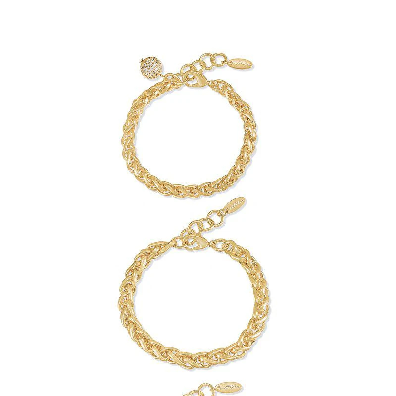 商品Ettika Jewelry|Linked Chain Trio 18k Gold Plated Bracelet Set,价格¥680,第1张图片