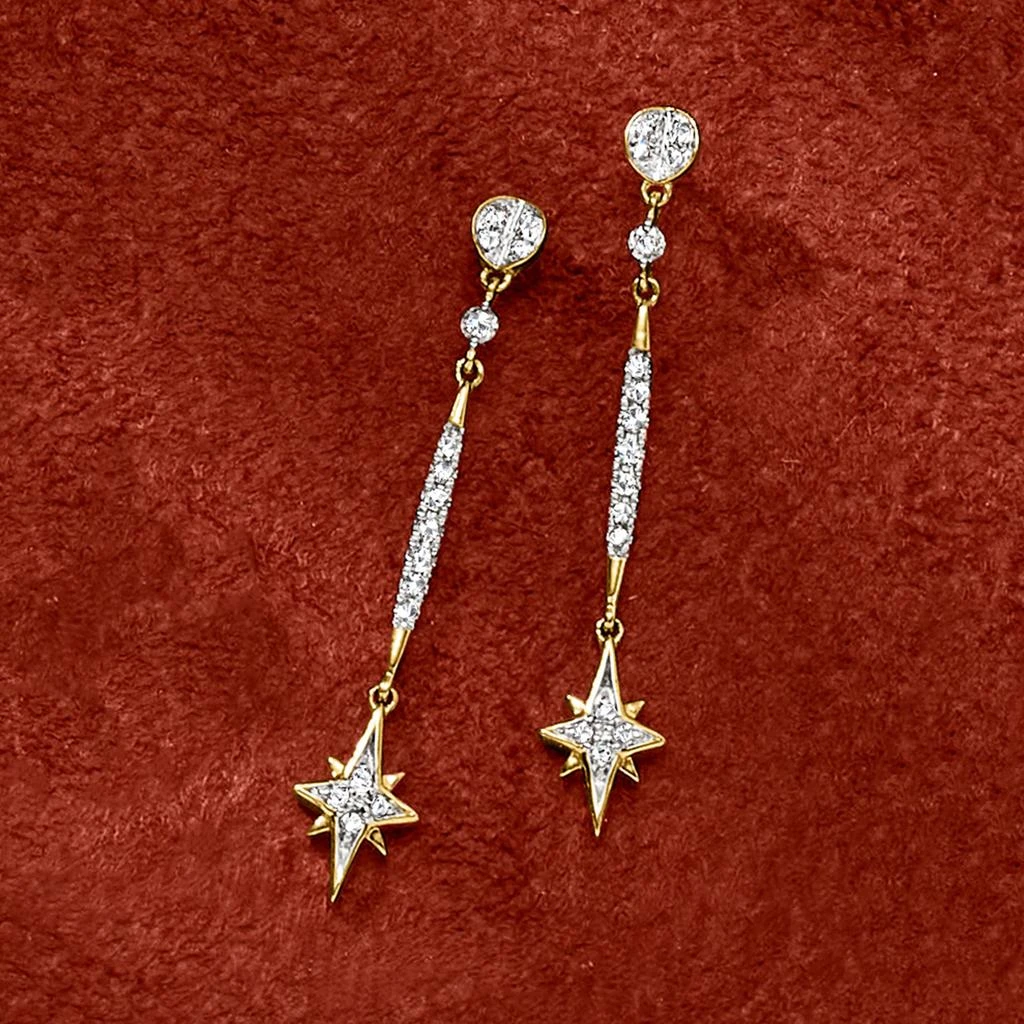 商品Ross-Simons|Ross-Simons Diamond Star Drop Earrings in 14kt Yellow Gold,价格¥3176,第3张图片详细描述