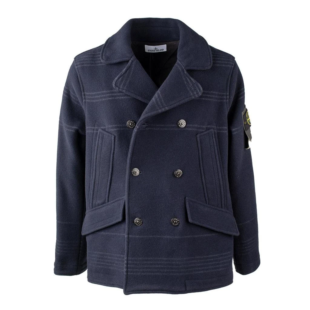 商品Stone Island|Stone Island Double-breasted blue jacket,价格¥9740,第1张图片
