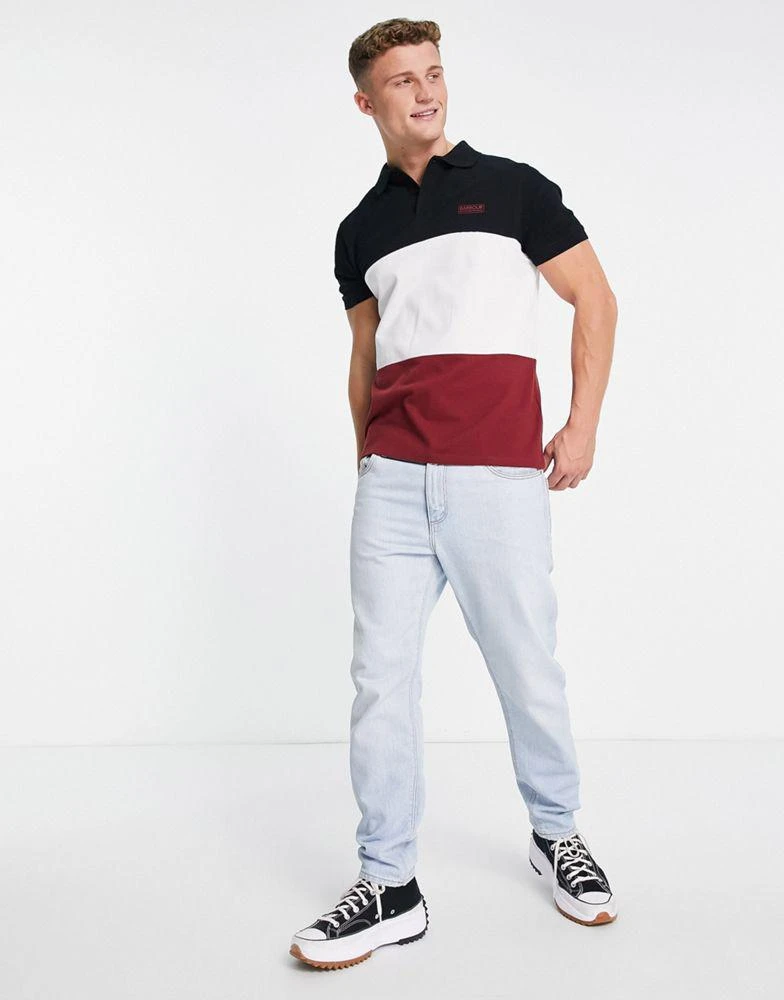 商品Barbour|Barbour Internationa Beam colour block polo shirt in black,价格¥350,第3张图片详细描述
