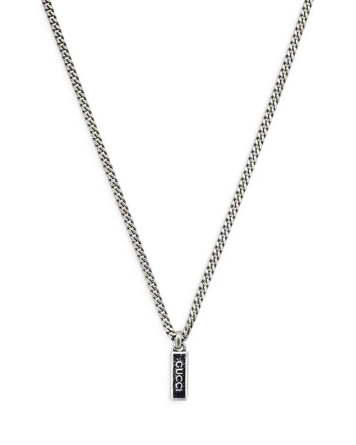 商品Gucci|Sterling Silver Curb Chain Tag Pendant Necklace, 19.6",价格¥4710,第1张图片详细描述