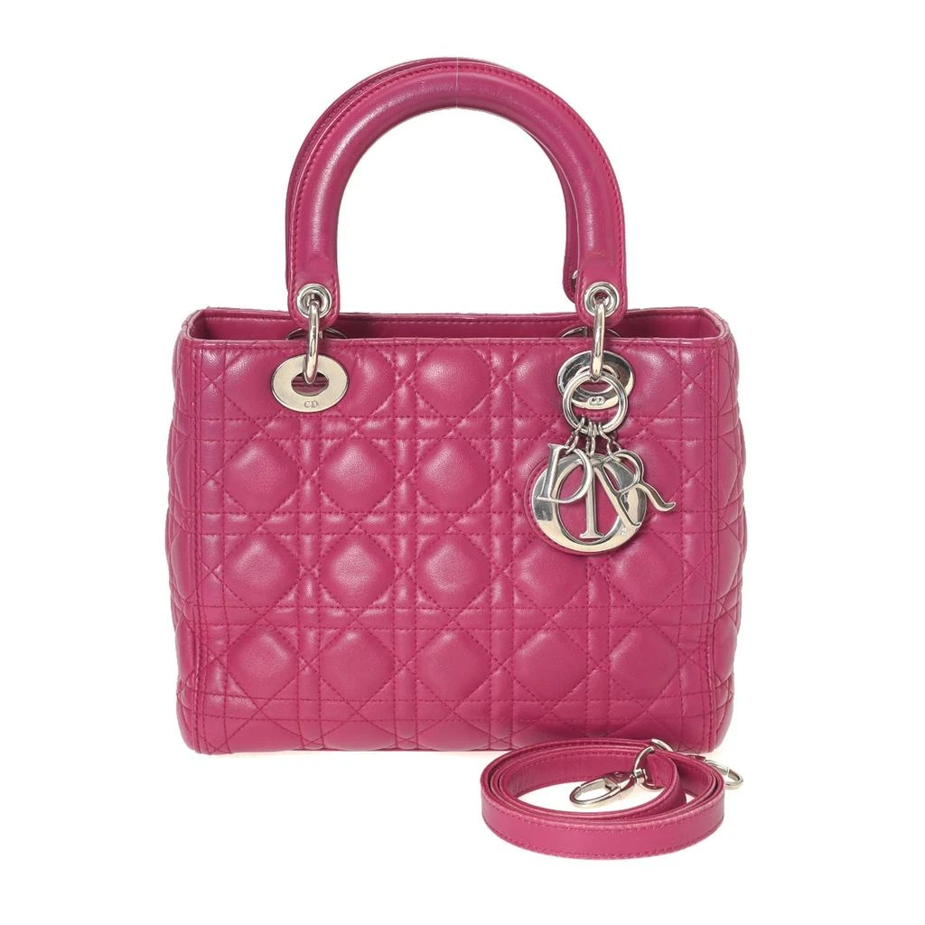 商品[二手商品] Dior|Christian Dior Violet Quilted Cannage Leather Lady Dior Medium Handbag,价格¥39839,第1张图片