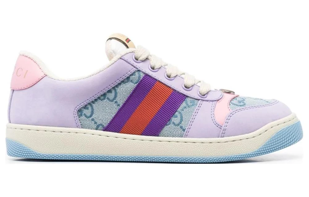 商品[国内直发] Gucci|古驰 Screener 脏脏鞋 低帮系带 时尚板鞋 女款 浅蓝色,价格¥6133,第3张图片详细描述