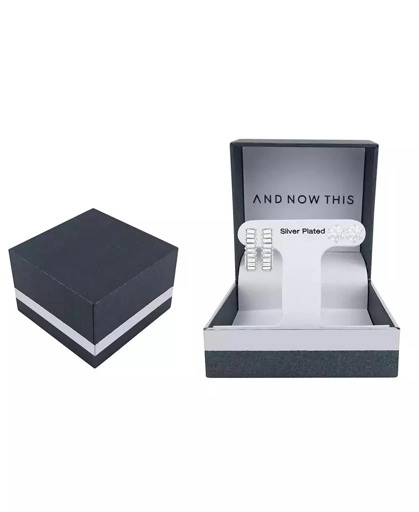 商品And Now This|Crystal Duo Stud and Baguette Hoop Earring Set,价格¥258,第4张图片详细描述