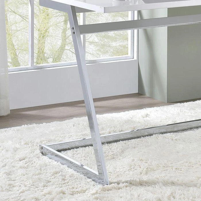 Torrey White and Chrome Writing Desk with USB Ports 商品